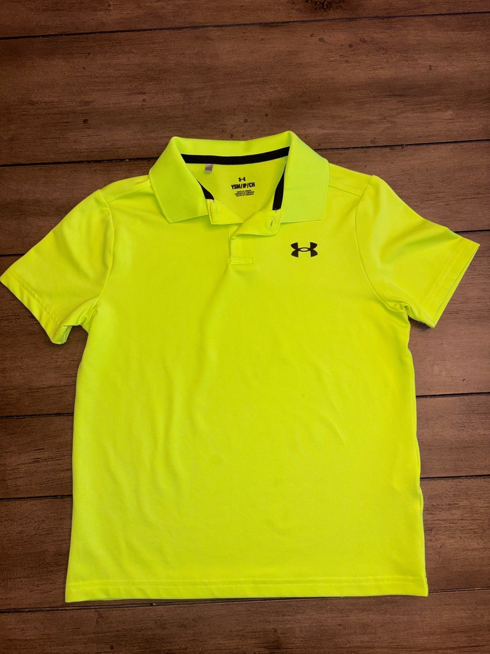 Under Armour Neon Yellow Boys' Polo with Black Logo